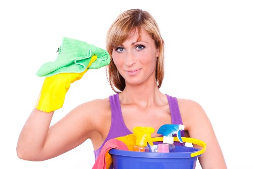 Carpet cleaning staff using safe practices with protective equipment