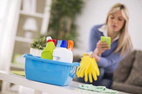 Professional carpet cleaning treatment for a business workspace